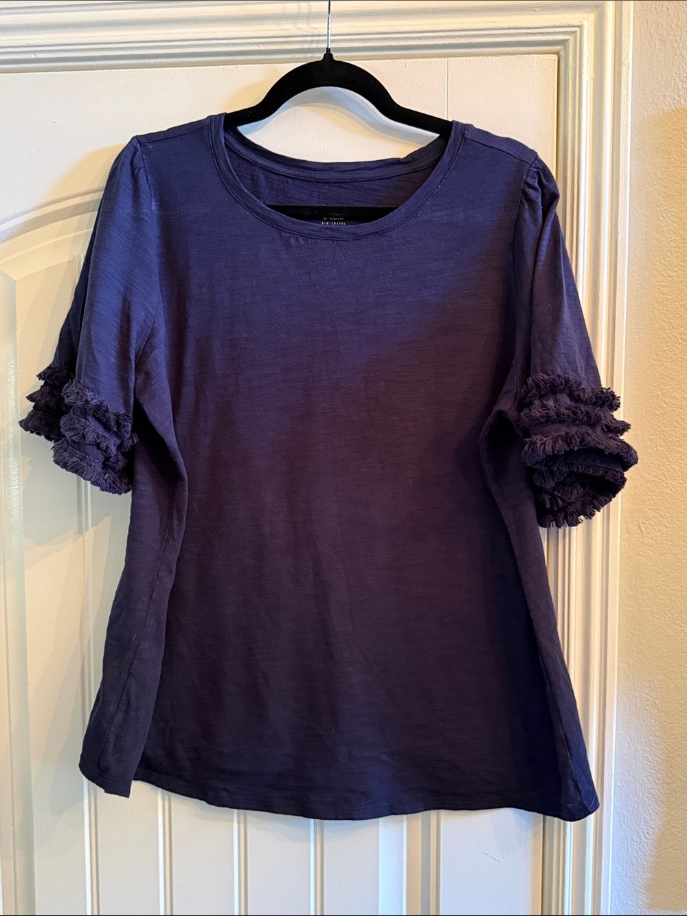 Belle by Kim Gravel Purple Ruffle Sleeve Tee